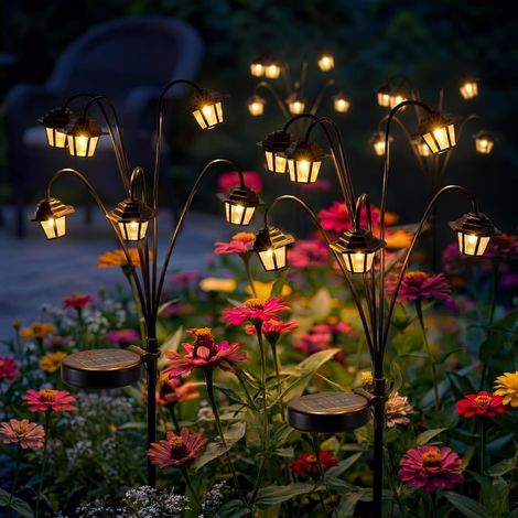 4-teiliges Solar-Wegeleuchten-Set (sechseckig) – 6 Leuchtenköpfe – 8 Farbmodi – wasserdicht – oszillierendes Design – für Garten, Rasen, Terrasse und Landschaftsgestaltung (1/5)