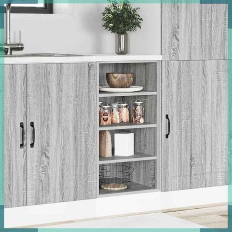 Meuble bas - Riga - Gris Sonoma - Bois d'ingénierie - 40 x 44,5 x 81,5 cm (1/5)