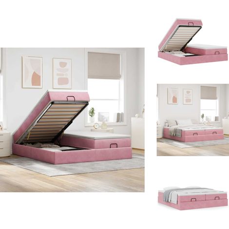 Cadre de lit ottoman avec matelas rose 200x200 cm velours - Cadre De Lit Ottoman - Cadres De Lit Ottoman - Cadre De Lit - Cadre De Lit Avec Rangement (1/5)