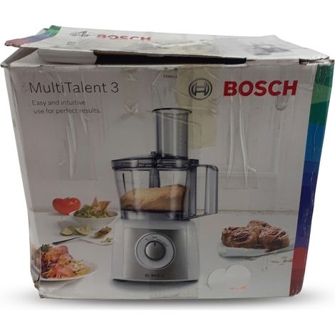 KENWOOD - Robot de cuisine multifonction - Bol blender 1500 ml et bol de préparation avec poignée jaune - Disque métal et couteau hachoir - Couvercle avec goulotte endomagé - Emballage BOSCH non... (1/4)