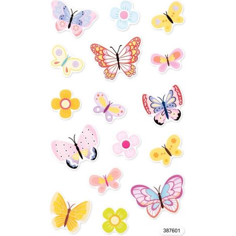 Autocollants en mousse phosphorescente - Papillons (16 pièces)