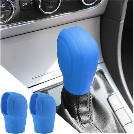 Lot 2 housses pommeau levier vitesse universelles silicone antidérapant bleu ciel (1/5)