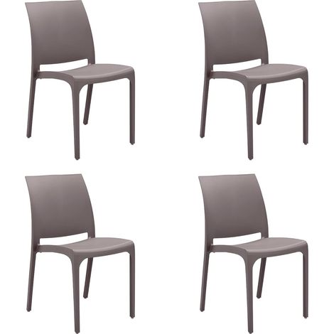 GLOUPIE Set 4 Sedie Volga In Polipropilene Taupe,54x46x81Cm,Peso 3,5Kg,Per Interno/Esterno,Made In Italy,Sedie Impilabili (1/5)