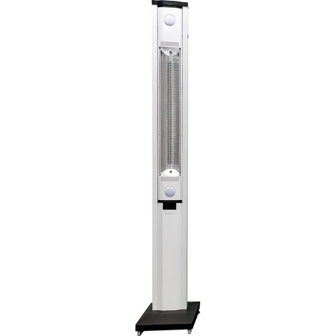 Stufa Elettrica ad infrarossi da Esterno 50x25x200 cm in Fibra di Carbonio con Luce Led Skyline Bianco Latte