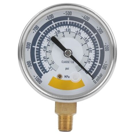 Manomètre chauffage central 0-14 psi – Acier inoxydable 304 – Connecteur NPT 1/8 pouces – Lecture facile des valeurs de pression - 0-14psi