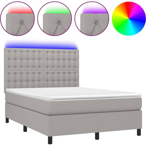 Maison Exclusive - Letto a Molle Materasso e LED Grigio Chiaro 140x200 cm Tessuto (1/5)