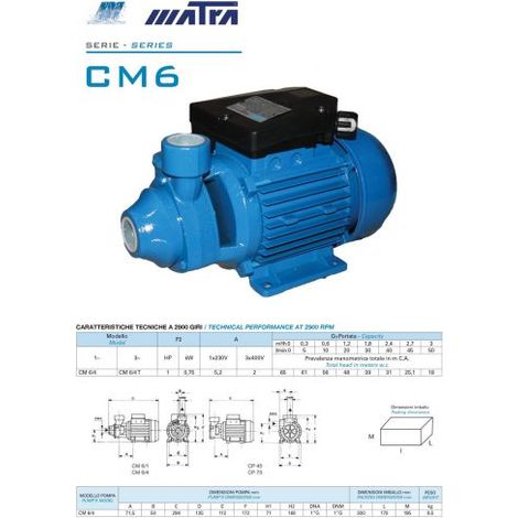 ELETTROPOMPA POMPA PER AUTOCLAVE HP 1 MATRA CM6/4S (14242)