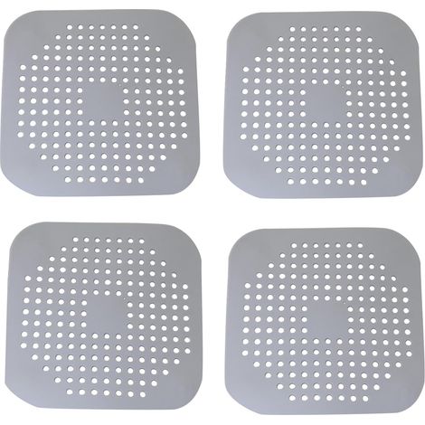 Lot de 2 grilles de bonde carrées en caoutchouc avec ventouse, 14 cm, grises, pour lavabo et salle de bain. Autocollants anti-obstruction pour siphon de sol et tapis récupérateur de cheveux. (1/5)