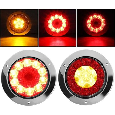 Lntyq 2x 16 LED Feux de Remorque Feux Arrière 12 / 24V Indicateur de Freinage Feu de Course Feux d’arrêt de Clignotants étanches pour Camionnette Caravane RV etc