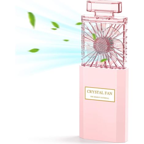 Ventilateur portable rose pour femme, petit ventilateur personnel rechargeable à 3 vitesses, puissant et silencieux, mini ventilateur de bureau rafra