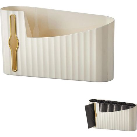 Organiseur de sac poubelle mural Distributeur de sac poubelle autocollant mural Support de sac poubelle domestique Pour sacs poubelles en plastique,maison,cuisine,salle de bain (blanc) (1/5)