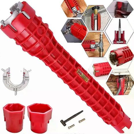 14/8-Zoll-Schraubenschlüssel-Set für Waschbeckenarmaturen, Sanitärreparaturwerkzeug, Doppelkopfgriff, Montage-Ratschenwerkzeug-Set für Badezimmerwaschbeckenarmaturen (1/4)