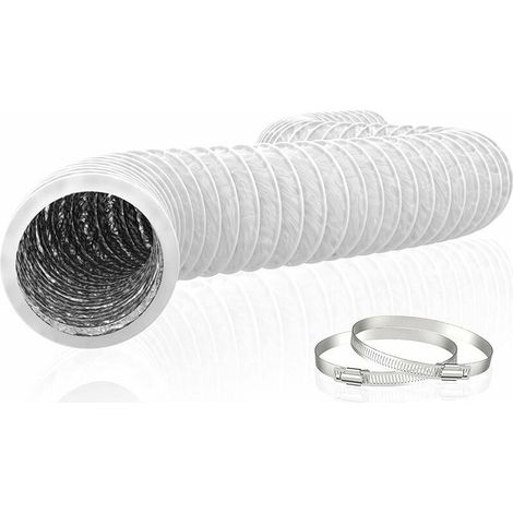 Tuyau d'évacuation flexible 150mm en aluminium PVC 6m Tube de ventilation silencieux pour extracteurs d'air et climatisation Résistant à 150°C - 150mm6m (1/4)