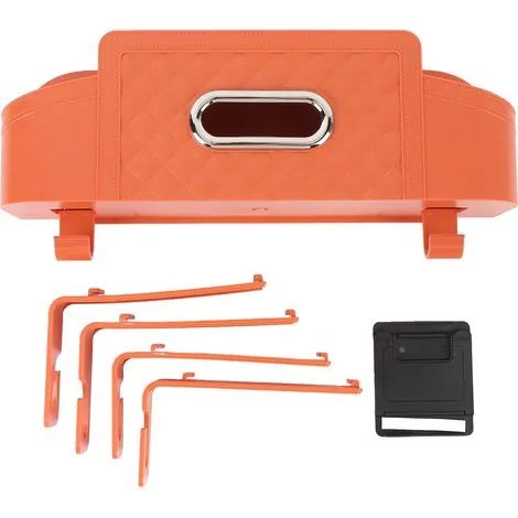Organisateur de siège arrière de voiture avec 2 porte-gobelets, crochets pour boîte à mouchoirs, support pour téléphone, rangement multifonctionnel pour les voyages, orange (1/3)