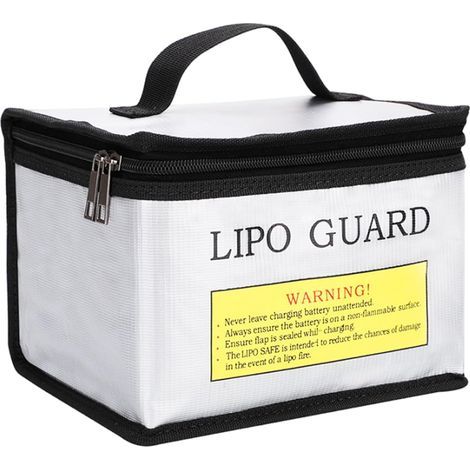 Sac LiPo ignifuge et antidéflagrant, sac de batterie LiPo sécurisé avec double fermeture éclair réfléchissante pour une recherche rapide la nuit (21,5 x 16,5 x 14,5 cm) (1/5)
