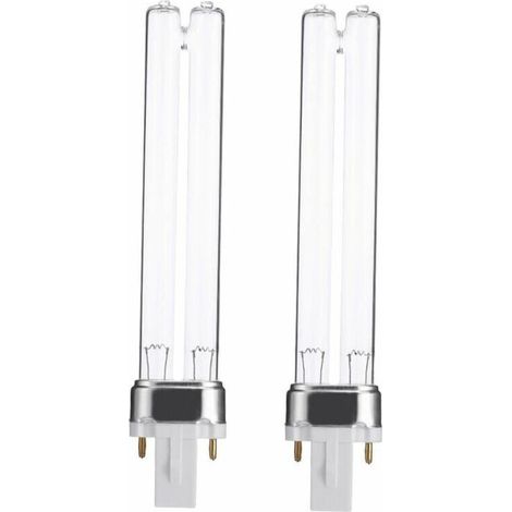 Lot de 2 stérilisateurs UV pour réservoir de poissons d'aquarium, purificateur, ampoule de remplacement UV germicide, base 9 W G23 (1/5)