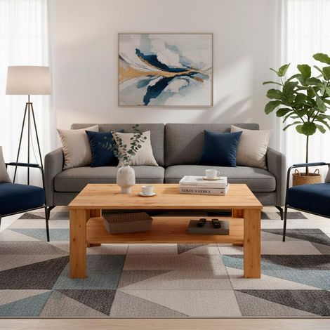 Tavolino Da Caffè Con Ripiano Inferiore E Vano A Giorno Tavolo Basso Stile Nordico Design Minimal Per Soggiorno Salotto Zona Living Struttura Resistente 47 x 110 x 65 Cm Colore Grigio Cemento - Colore (1/5)
