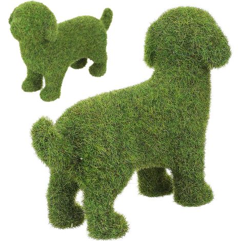 Grünes Gartenhunde Ornament aus beflocktem Material