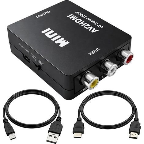Adaptateur RCA vers HDMI, 1 m est inclus, 1080P, Adaptateur HDMI pour PC et consoles, Convertisseur Peritel HDMI pour TV, VHS, DVD, RCA vers HDMI Facile à utiliser avec Adaptateur USB vers HDMI (1/5)