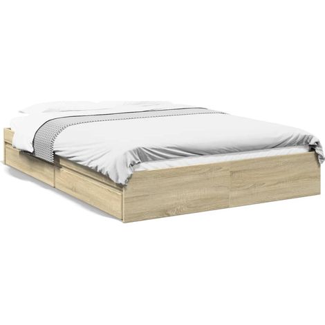 vidaXL Cadre de lit avec tiroirs sans matelas chêne sonoma 160x200 cm (1/6)