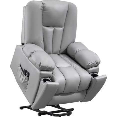 Fauteuil relax électrique avec fonction releveur et massage, tissu microfibre gris foncé (1/5)