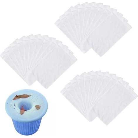 Lot de 30 sacs filtrants pour skimmer de piscine - Convient aux piscines enterrées et hors sol-AquaForge (1/5)