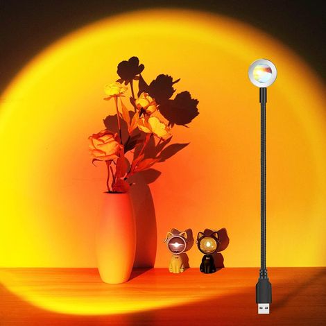 Sonnenuntergangslicht, ein Sonnenuntergangsprojektionslicht mit USB-Schnittstelle, ein um 360° drehbares Sonnenuntergangslicht, geeignet für Live-Streaming-Fotos, romantische Dekoration in Wohn- und S (1/5)