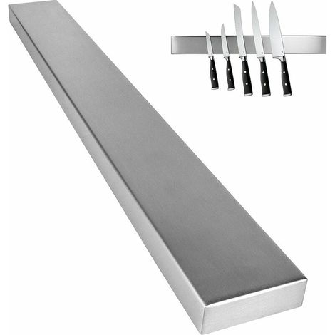Barre Magnétique Pour Couteaux - Acier Inoxydable Brossé - 40 cm - Surface Entièrement Magnétique - Fixation Murale - Pour Cuisine Atelier Bureau - 1 Pièce