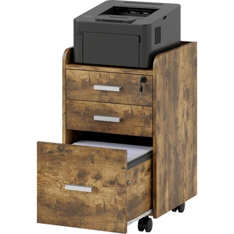 3 Drawer Filing Cabinet  Lock, Rolling File Cabinet  Edged Top for Letter, A4 Size, Hanging File Folders (1/5)
