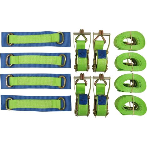 Recovery Ratchet Sets 50MM 4M 5T X4 (Wheel Tie Down Straps Hi Vis Oval Trailer Lashing Cargo J Hook) (1/5)