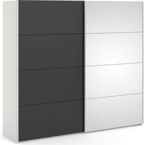 Dmora - Guardaroba 2 ante Catalina, Mobile camera da letto, Cabina armadio portabiti, Armadio appendiabiti, 243x61 h220 cm, Bianco e Nero
