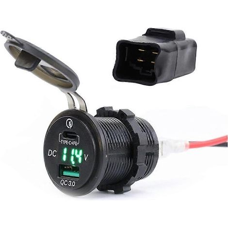 Chargeur USB pour moto avec affichage de la tension et prise USB + Type-C pour Kawasaki Ninja 400/650 et Versys 650. Accessoires (1/5)