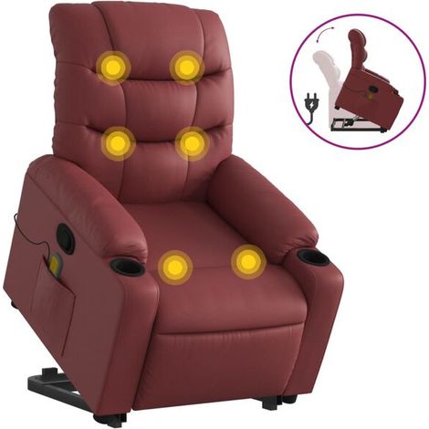 Fauteuil de massage inclinable en similicuir bordeaux (1/5)