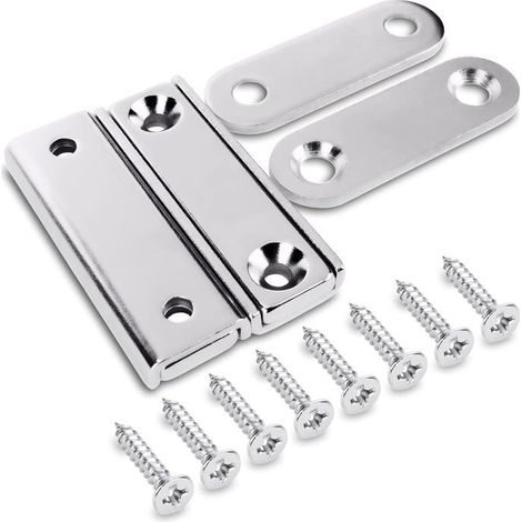 2 pièces Aimants Néodymes Rectangulaires avec Trou 40x13,8x5 mm, 15 kg de force + 2 rondelles en acier + 8 vis incluses