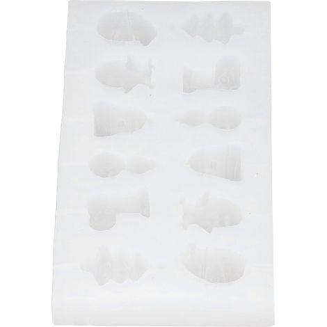 Lot de 6 moules en silicone oursons animaux pour sucettes, arbre de Noël et bonbons, décoration chocolat, série Noël blanc 50-1296 (1/5)