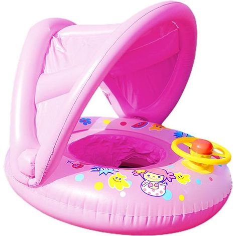 Flotteur de natation pour bébé, siège gonflable avec anneau de natation pour bébé avec auvent, flotteur d'aide à la natation pour enfant nouveau-né de 3 à 72 mois (1/5)