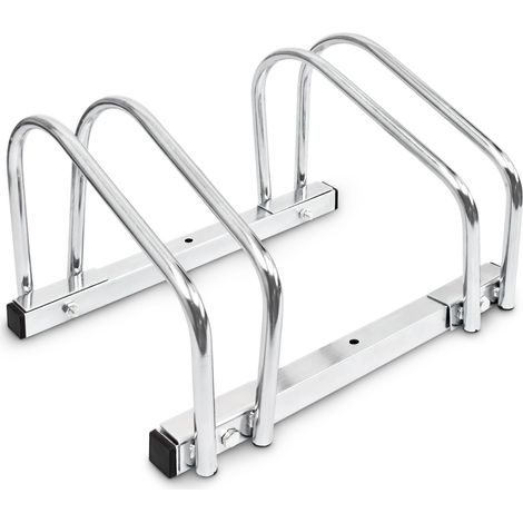 4 x Fahrradständer, Boden/Wandmontage, für je 2 Fahrräder, Stahl, Fahrradhalter für draußen, HBT 26 x 40 x 32 cm, silber