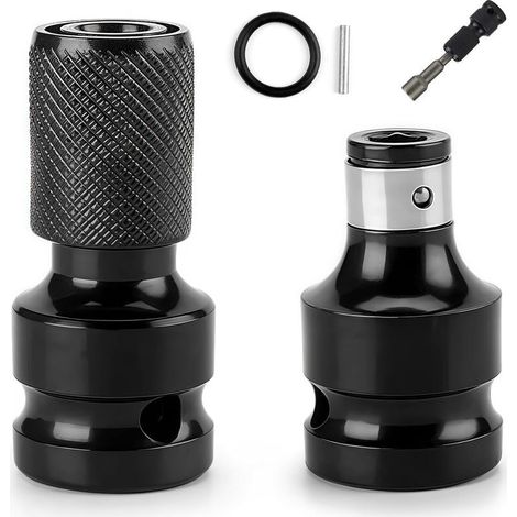 Lot de 2 Adaptateurs de Douille, 1/2 à 1/4" Adaptateur à Clique Adaptateur Douille Embout Cle a Choc pour Clé à Cliquet à Impact et Douill e de Porte-Embout de Tournevis (Noir) (1/5)