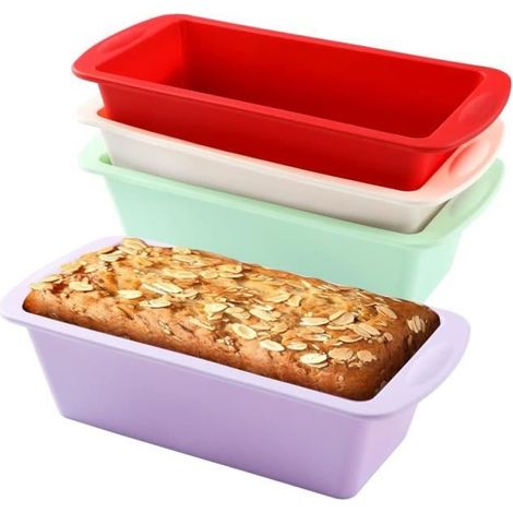 Moule à Cake Silicone - Mini Moule à Pain - Antiadhésif - Lot de 4 - Flexible (1/4)