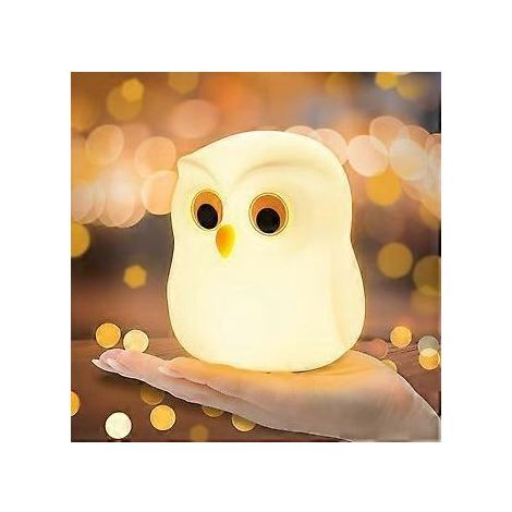 Veilleuse LED pour enfants et bébés, sans petites pièces Lampe tactile rechargeable avec intensité réglable Joli hibou coloré, cadeau idéal pour favoriser le sommeil (1/5)