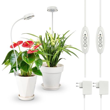 Lampe de croissance 10W spectre complet a pince 4 niveaux, 2Pack (1/5)