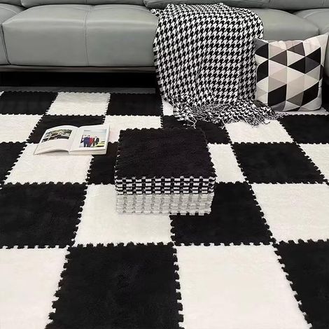 Schaumstoff-Puzzlespielmatte, 20-teilig, 30 x 30 cm, weich, mit Steckverbindungen, rutschfest, für den Innenbereich, schwarz-weiß (1/4)