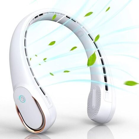 QORVA-Neck Fan, Portable Fan Strong Wind, Adjustable, 360° Cooling, Super Quiet, No Blade Fan Design, No Hair Twisting, Even Air Volume On Both Sides, Non-Slip Material, Short Charging, Long Use Time (1/4)