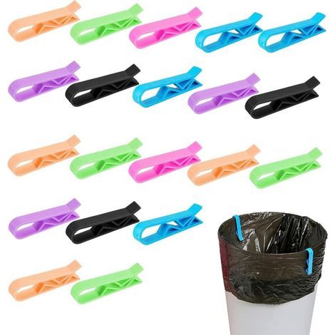 Lot de 20 clips pour sac poub en plastique pour ordures de cuisine, poub, sac poub, clip fixe, couleur aléatoire - 20 pièces (1/5)