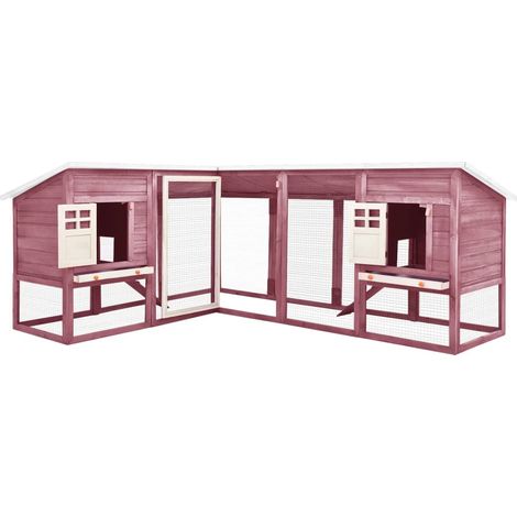 Conejera de exterior con corredor madera de abeto moca y blanco vidaXL (1/5)
