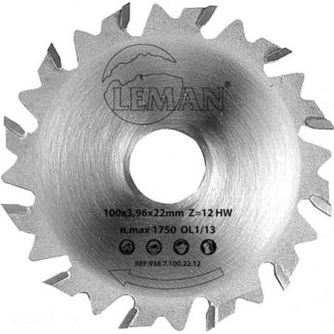 Virutex – Lame à rainer 100mm – Alésage 22mm – Hauteur 3,96mm – 12 dents pour assemblage lamello – Pour bois dur et teck (1/6)