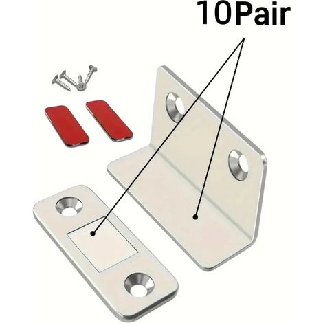 (10 pièces A) Loquets de porte magnétiques ultra-minces pour armoires, fixation sur porte, ouverture sans joint - Idéal pour les portes coulissantes, loquets magnétiques (1/5)
