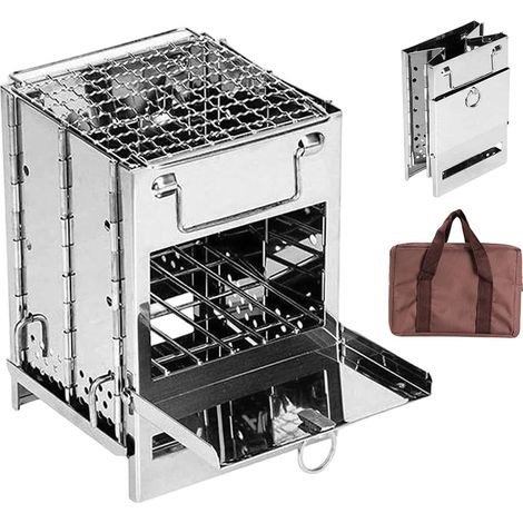 Petit Réchaud de Camping Brûleur Pliant Avec Cendrier Réchaud pour la Cuisine en Plein Air Pour Jardin Terrasse Familiale Préparation De Plats (1/5)