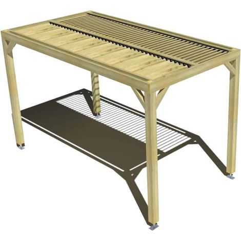 Pergola bois • 2m x 4m • indépendante • sens profondeur • lames orientables bioclimatiques incluses • livraison comprise (1/3)