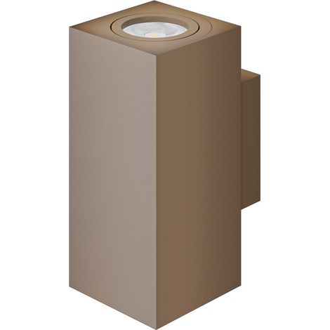 Applique Murale Rectangulaire Double Led Zio Wall À Double Émission, Douille Gu10 Pour Ampoules De 50 Mm, Coloris Corten - Beneito & Faure (1/4)